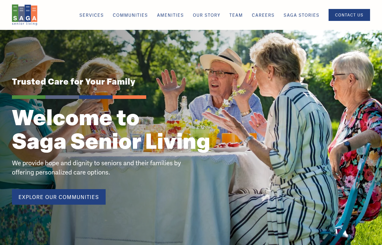 Saga Senior Living homepage today